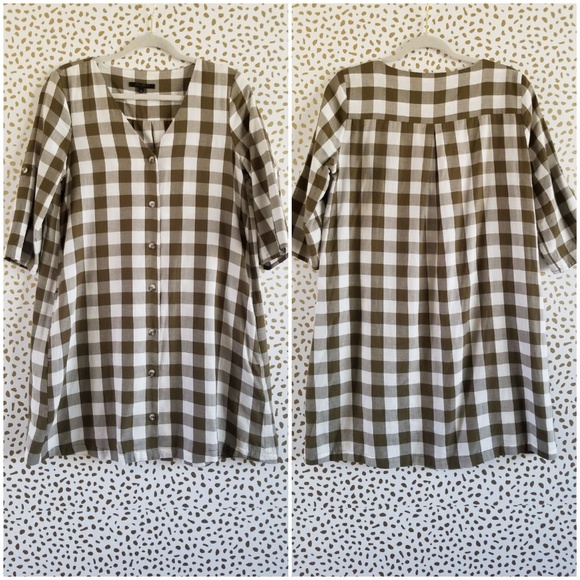 MUDO FTS 64 Brass Gingham Print Tent Dress - Picture 1 of 5